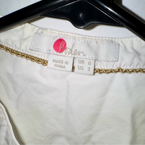 Boden White/Cream Button Up Blouse Floral Embroidery - Picture 7 of 10